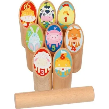 Dřevěná hračka Goki Vikingská dřevěná hra Kubb se zvířátky