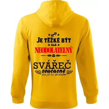 Pánská mikina Je těžké být neodolatelný svářeč - Mikina s kapucí na zip trendy zipper - 3XL ( Žlutá )