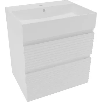 Koupelnová skříňka 2 zásuvková s umyvadlem Naturel Savona 58x53x44,8 cm bílá lesk SAVONA260BISAT