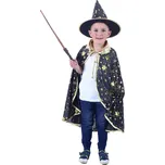 Dětský plášť černý s kloboukem čaroděj/ Halloween