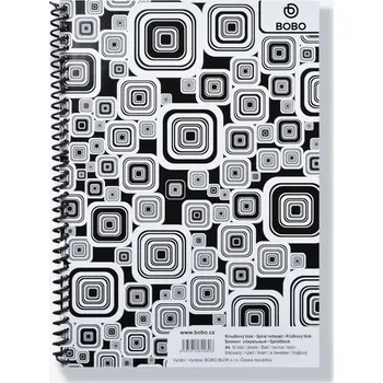 Blok BOBO Blok Black&White s boční spirálou A4 50 listů - linkovaný
