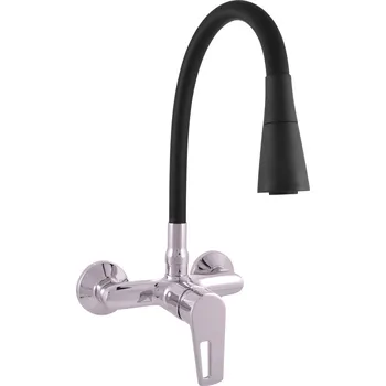 Vodovodní baterie Dřezová baterie RAV SLEZÁK Colorado se silikonovým ramínkem 150 mm černá matná/chrom CO202.5/13