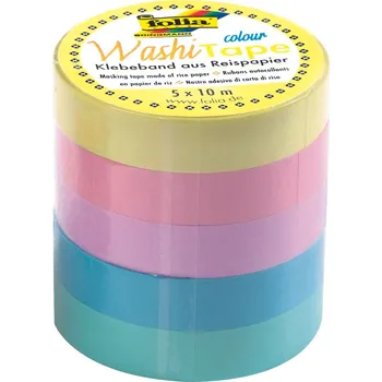 Kancelářské lepidlo Folia Sada dekoračních lepicích washi pásek - pastelové barvy
