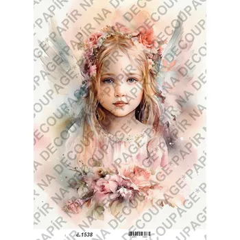 Umělecký papír Rýžový a soft papír na decoupage - Andělka - KB01538 Materiál: Soft, Rozměr: A4