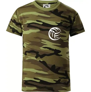 Chlapecké tričko Volejbal míč prso - Dětské maskáčové triko - 146 cm/10 let ( Zelený maskáč )