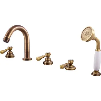 Vodovodní baterie Vanová baterie RAV SLEZÁK Morava se sprchovým setem stará mosaz MK462.5PSM