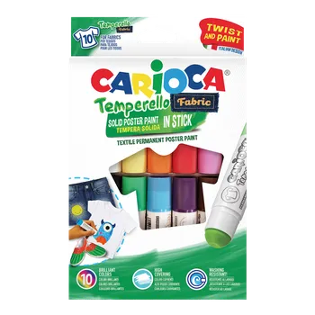 Speciální výtvarná barva Temperové barvy na textil v tyčince Carioca - 10 ks