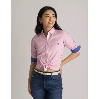 Dámské tričko U.S.Polo Assn. dámská košile s dlouhým rukávem POPLIN růžová XL