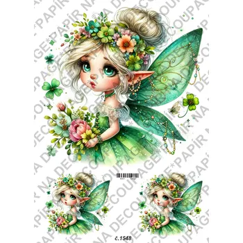 Umělecký papír Rýžový a soft papír na decoupage - Víla zelená - KB01548 Materiál: Soft, Rozměr: A4