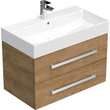 Koupelnový nábytek Koupelnová skříňka s umyvadlem SAT Cube Way 80x47,5x46 cm dub Hickory CUBE46802DHSAT
