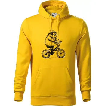 Pánská mikina Lenochod na kole - Mikina pánská Cape s kapucí - 4XL ( Žlutá )