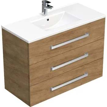 Koupelnový nábytek Koupelnová skříňka s umyvadlem SAT Cube Way 100x76,5x46 cm dub Hickory CUBE461003DHMOD