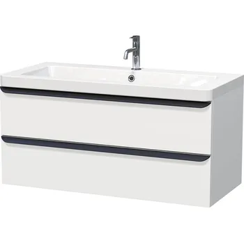 Nábytek Koupelnová skříňka s umyvadlem Naturel Pavia 105x53x49 cm bílá mat černá úchytka PAVIA3105ZCE