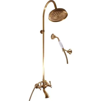 Vodovodní baterie Vanová baterie RAV SLEZÁK Morava se sprchovým setem 150 mm stará mosaz MK459.5/3SM