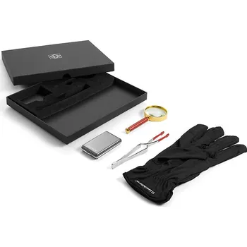 Obal pro sběratelský předmět Dárková sada Leuchtturm Gift‑It, obsahuje 1 pár rukavic, 1 lupu, 1 pinzetu a 1 digitální váhu