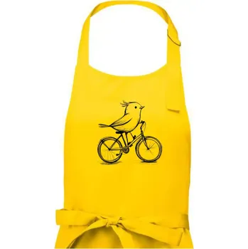 Kuchyňská zástěra Ptáček na kole - Pánská zástěra na vaření - Univerzální velikost ( Žlutá )