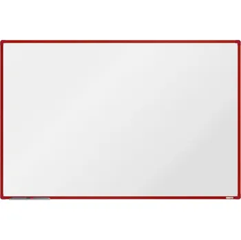 boardOK Bílá magnetická tabule s keramickým povrchem 180 × 120 cm, červený rám