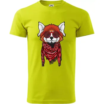 Červená panda hipster - Klasické pánské triko vyšší gramáže - 2XL ( Limetková )