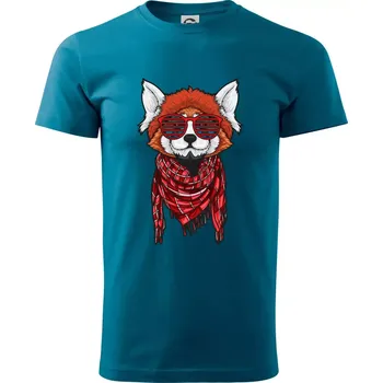 Červená panda hipster - Klasické pánské triko vyšší gramáže - M ( Petrolejová )