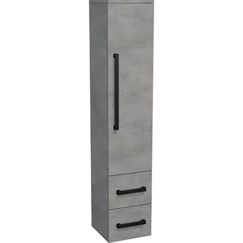 Nábytek Koupelnová skříňka vysoká s černou úchytkou SAT Cube Way 35x163x33 cm beton mat CUBE3CV35BE