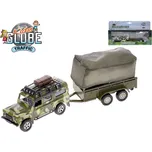 Kids Globe Traffic Land Rover Defender Military 14,5 cm na zpětný chod s přívěsem