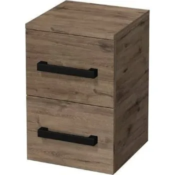 Koupelnový nábytek Koupelnová skříňka nízká s černou úchytkou SAT Cube Way 32,5x49,3x33 cm dub Wellington mat CUBE3CN32DW