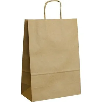 Nákupní taška Papírová taška s krouceným uchem 24 × 11 × 33 cm, 90 g - hnědá