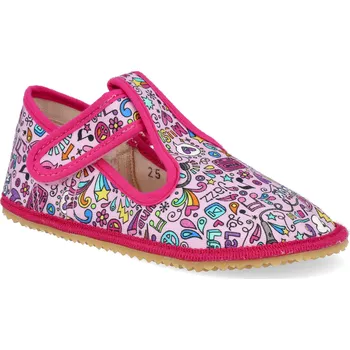 Dívčí bačkory Barefoot dětské přezůvky Beda - Playful BFN Music s pevným opatkem Velikost: 23