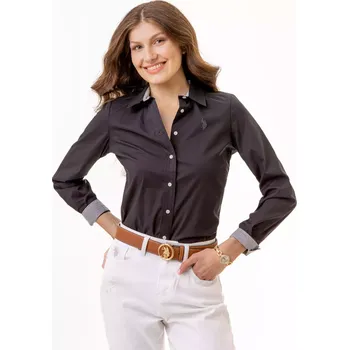 Dámské tričko U.S.Polo Assn. dámská košile s dlouhým rukávem SOLID STRETCH M