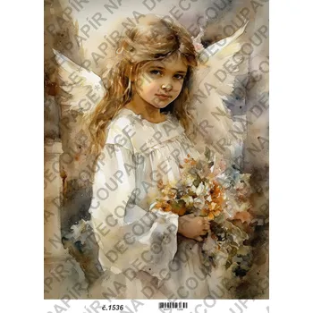 Umělecký papír Rýžový a soft papír na decoupage - Andělka - KB01536 Materiál: Soft, Rozměr: A4