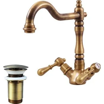 Vodovodní baterie Umyvadlová baterie RAV SLEZÁK Morava s clic-clacem stará mosaz MK421.5/8SM