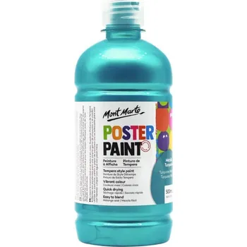 Vodová barva Temperová barva Mont Marte 500 ml - METALLIC tyrkysová