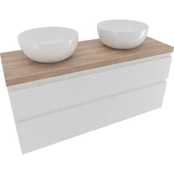 Koupelnový nábytek Koupelnová skříňka 2 zásuvková s krycí deskou Naturel Savona 118x53x44,8 cm bílá lesk SAVONA2120BIDDH