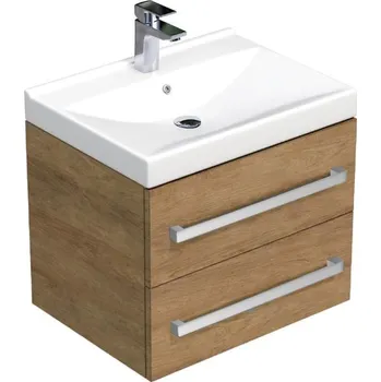 Nábytek Koupelnová skříňka s umyvadlem SAT Cube Way 60x53x46 cm dub Hickory CUBE46602DHVER