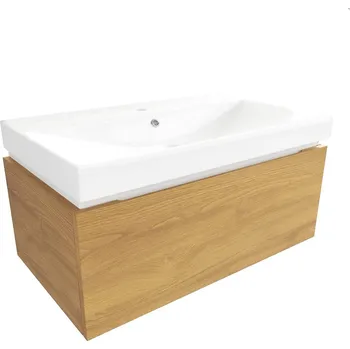 Nábytek Koupelnová skříňka s umyvadlem SAT Feel 80x30x46 cm medový dub mat SATFEEL80DMU1