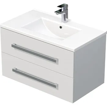 Koupelnový nábytek Koupelnová skříňka s umyvadlem SAT Cube Way 80x53x46 cm bílá lesk CUBE46802BIMOD