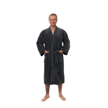 Pánský župan Pánský župan Kimono mikroplyš/bavlna, Antracit L