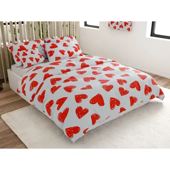 Povlečení Bavlněné povlečení WARM HEART světle modré Rozměr povlečení: 70 x 90 cm | 140 x 220 cm