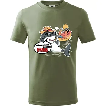 Chlapecké oblečení Žralok musím končit - Tričko dětské bavlněné - 104-110cm / 3-4 roky ( Khaki )