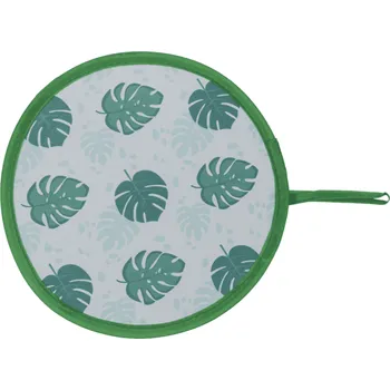 Karnevalový doplněk Skládací vějíř do kapsy Tropical 20 cm - listy