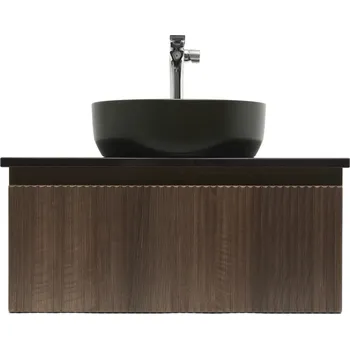 Koupelnový nábytek Koupelnová skříňka s umyvadlem a baterií SAT Evolution 78x30x44,8 cm ořech mat SATEVO80NADBUC