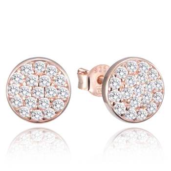 Náušnice Moonlit Stříbrné kulaté náušnice se zirkony pozlacené rose