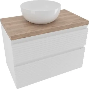 Nábytek Koupelnová skříňka 2 zásuvková s krycí deskou Naturel Savona 78x53x44,8 cm bílá lesk SAVONA280BIDDH