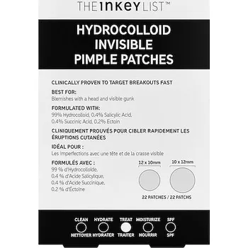 Léčba akné 732223-THE INKEY LIST HYDROCOLLOID PIMPLE PATCH - Hydrocolloid Invisible Pimple Patches – Náplasti proti pupínkům - THE INKEY LIST