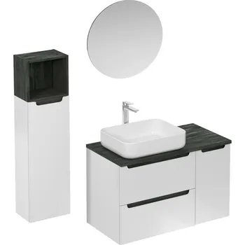 Umyvadlo Koupelnová sestava s umyvadlem včetně umyvadlové baterie, vtoku a sifonu Naturel Stilla bílá lesk KSETSTILLA018