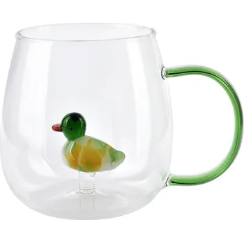 Skleněný hrnek PETER DUCK 400 ml čirý/zelený