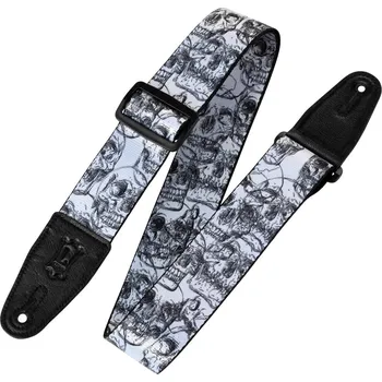 Kytarový popruh Levy's Skull Černá/Bílá Kytarový pás