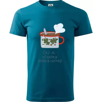 čaj je vždycky dobrý nápad (studio-arte.cz) - Klasické pánské triko vyšší gramáže - S ( Petrolejová )