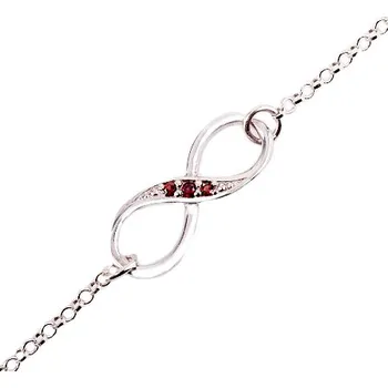 Náramek granát - stříbrný náramek - nekonečno (4093M) povrchová úprava: rhodiované