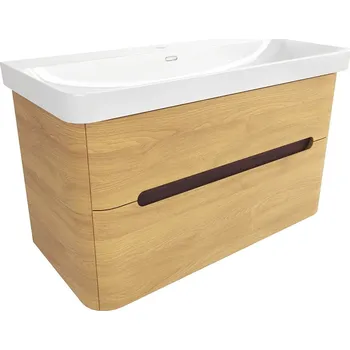 Koupelnový nábytek Koupelnová skříňka s umyvadlem SAT Fusion 97,5x53x45 cm dub medový mat SATFUSION2100DMU